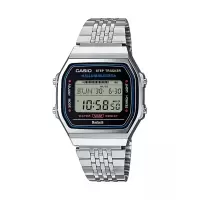G-SHOCK 石英表银色不锈钢表带防水蓝牙智能步数显示多功能腕表