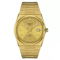 TISSOT 男士机械表瑞士自动80小时动力储备金色不锈钢手链腕表