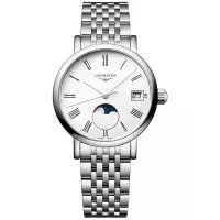 Longines/浪琴女士石英月相功能不锈钢腕表mm白盘防水社交送礼