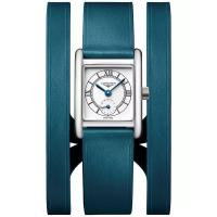 Longines/浪琴女士石英防水瑞士皮质三排扣矩形石银表盘腕表