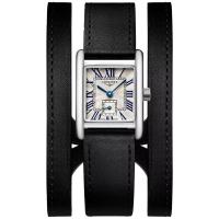 Longines/浪琴女士石英防水银色镶钻矩形皮带瑞士腕表mm