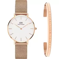 Daniel Wellington女士mm玫瑰金不锈钢防水腕表 时尚简约日常配饰