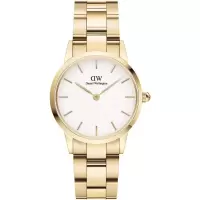 丹尼尔惠灵顿(Daniel Wellington)女士黄金手表时尚简约设计白色表盘不锈钢表带防水机械表