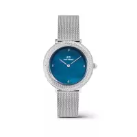 丹尼尔惠灵顿(Daniel Wellington)女款机械表蓝色母贝表盘闪耀水晶边框奢华时尚手表