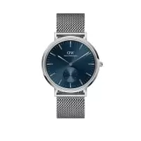 丹尼尔惠灵顿(Daniel Wellington)女款蓝色多功能机械表40mm银色不锈钢网状表带防水时尚