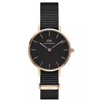 丹尼尔惠灵顿(Daniel Wellington)女士简约黑色机械表28mm皮革表带优雅时尚日常腕表