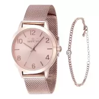 Invicta 女士石英腕表防水米玫瑰金镶钻女款时尚商务石英手表