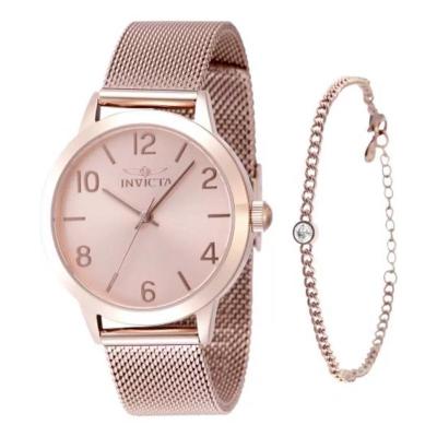 Invicta 女士石英腕表防水米玫瑰金镶钻女款时尚商务石英手表