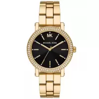 Michael Kors 女士金 tone 合金防水石英表 mm 黑盘镶钻表圈 minimalist 大方