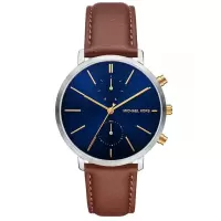 Michael Kors 男士真皮商务防水石英多功能mm大表盘腕表