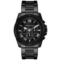 Michael Kors 男表 男士经典黑色不锈钢计时腕表 时尚大气防水设计手表 送男友