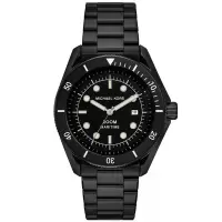 Michael Kors 男表 男士黑色不锈钢潜水三针腕表 防水时尚休闲手表 送男友