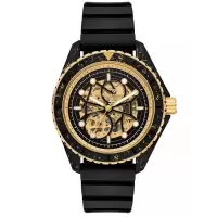 Michael Kors男士全球限量枚碳纤维自动机械镂空黑金腕表