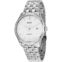 Mido瑞士男表 布鲁纳系列商务简约日显钢带长动能自动机械表 七夕礼物