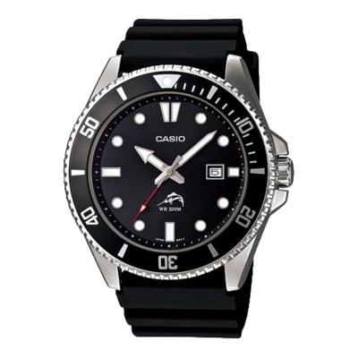 CASIO 石英男士运动手表防水黑银拼色商务休闲多功能石英表