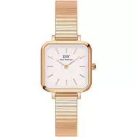 女士石英防水表玫瑰金表带银色表盘时尚简约商务腕表