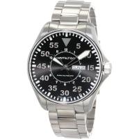 HAMILTON汉米尔顿男士mm黑盘飞行员自动机械腕表精致不锈钢表带