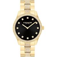 COACH精致金tone腕表mm黑太阳纹面石英防水礼盒男女款