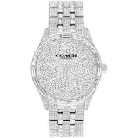 COACH经典商务防水石英表男女士款不锈钢镀银镶钻时尚腕表