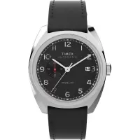 Timex/天美时瑞士石英腕表Marlin系列经典黑面白盘防水商务简约表