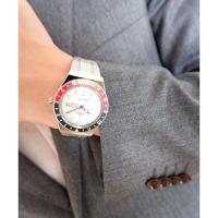 男士欧美风格精致日历腕表 铝合金双色表圈不锈钢表带