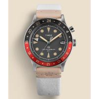 男士经典GMT两地时白盘皮带休闲商务防水腕表