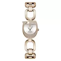 GUESS女士石英真皮表带银色表盘复古潮流时尚名品腕表