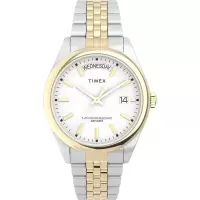 Timex/天美时经典石英表复古银色商务简约防水情侣款手表