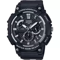 CASIO 男表 MCW200H-1AV黑银色计时器手表 防水米日期显示运动风格