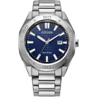 Citizen/西铁城光动能蓝盘不锈钢男士休闲商务防水腕表