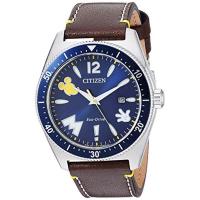 Citizen西铁城女表棕色米奇手表光动能蓝盘Eco-Drive AW1599-00W