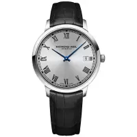 Raymond weil雷蒙威瑞士石英男士皮带手表mm银盘商务防水男表