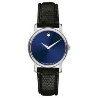 瑞士石英女士腕表经典博物馆系列不锈钢表壳皮质表带防水