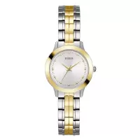 女士石英防水不锈钢金 tone 手表两色拼接商务休闲银色金色表盘