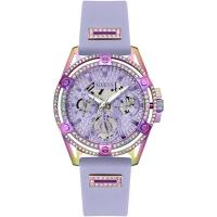 女款多功能时尚腕表紫色硅胶表带奢华设计水深百米防水
