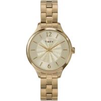 Timex /天美时石英真皮表带金色防水商务简约情侣腕表