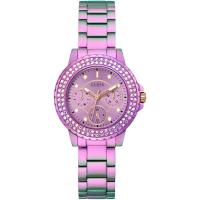 GUESS女士石英防水玫瑰金表银色镶钻多功能时尚商务腕表