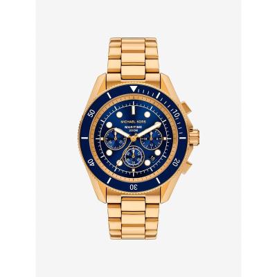 Michael Kors防水米男士休闲潜水不锈钢金 tone 海滨经典三针手表