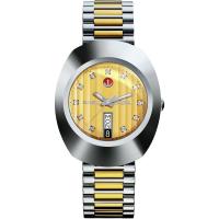 RADO男士机械表经典设计耐磨防刮不锈钢表带黄银双色表盘瑞士自动机芯