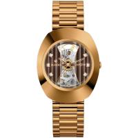 RADO男士机械表自动上链35mm玫瑰金表盘防刮蓝宝石表镜经典百搭简约表款