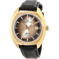 Certina瑞士自动机械防水防磁男士石英腕表 黄色表盘黑塑表带