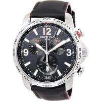 Certina瑞士石英防水米男士商务休闲运动手表黑盘皮带不锈钢石英表