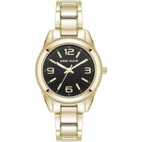 Anne Klein/安妮克莱因女士金属腕表日式石英黑盘金带双折扣防水