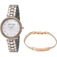Anne Klein女士石英腕表玫瑰金镶钻手表套装防水商务简约时尚女款手表