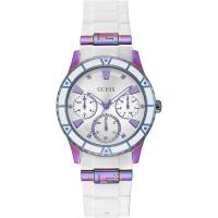 GUESS女款mm硅胶表盘白带银壳腕表简约时尚防水米