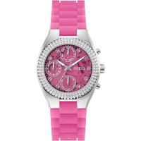 GUESS女款mm粉色多功能水晶腕表时尚优雅支持公益事业