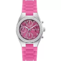 GUESS女款mm粉色多功能水晶腕表时尚优雅支持公益事业