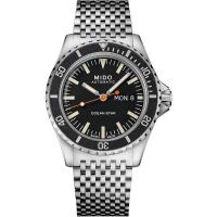Mido瑞士男表 海洋之星系列运动百搭夜光黑盘钢带自动机械200米防水表
