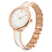 Swarovski女士玫瑰金镶钻可调节手镯腕表水晶石石英防水石英表