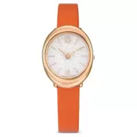 Swarovski女士石英瑞士表晶钻镶钻椭圆腕表蓝鳄鱼纹皮带防水米